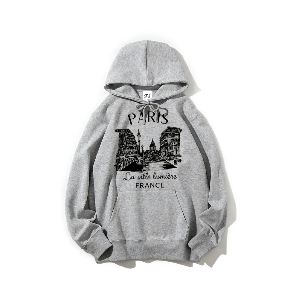 

Женский пуловер с принтом Франции, модная толстовка с рисунком Парижа и городской пейзажа, уличная модная повседневная одежда, удобная флисовая толстовка