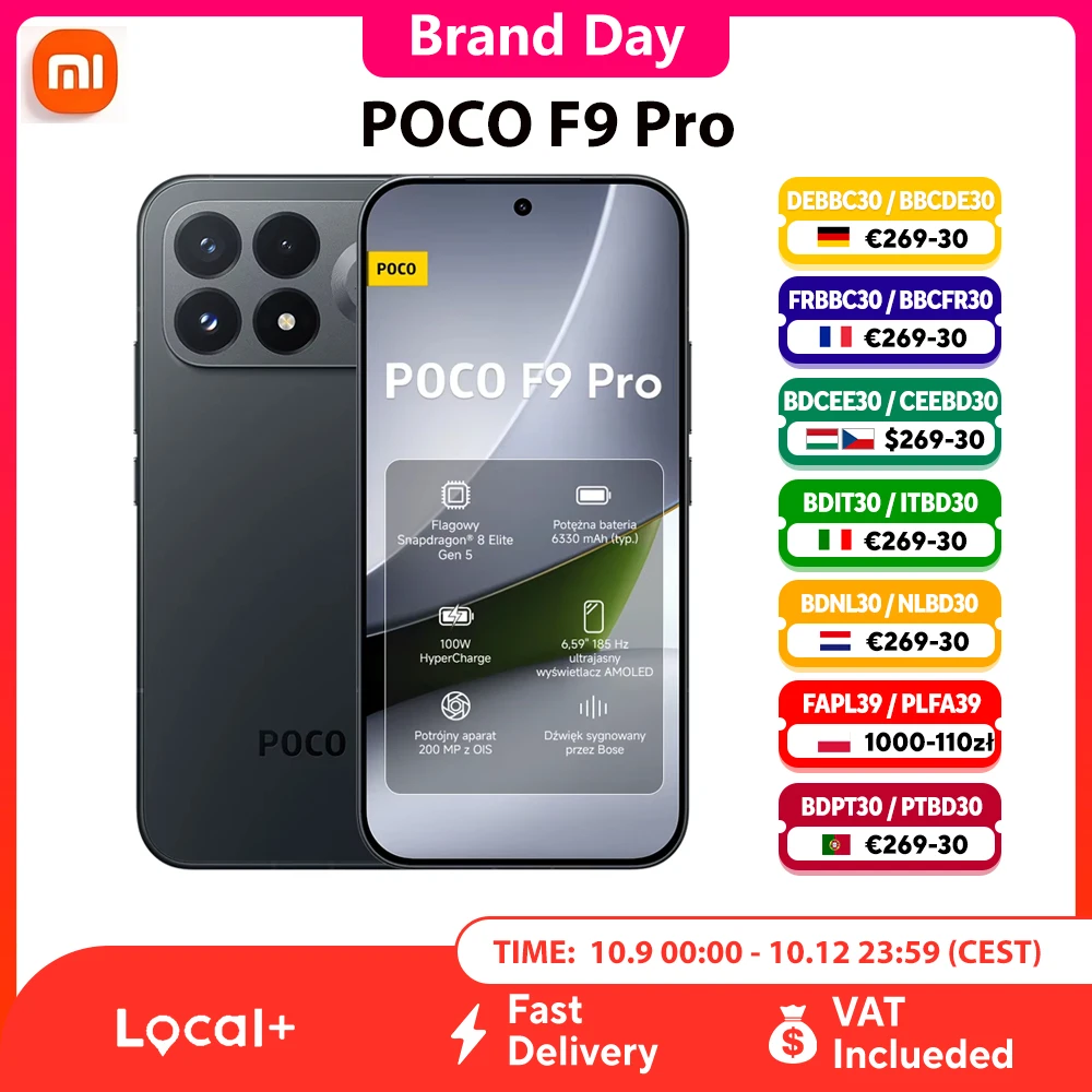 POCO F9 Pro, Snapdragon ® 8 Elite Gen 5 Serie V, Chipset VisionBoost D8, Display Ultra AMOLED da 6,59 Pollici 185Hz, Fotocamera Principale da 200MP, Batteria da 6330mAh