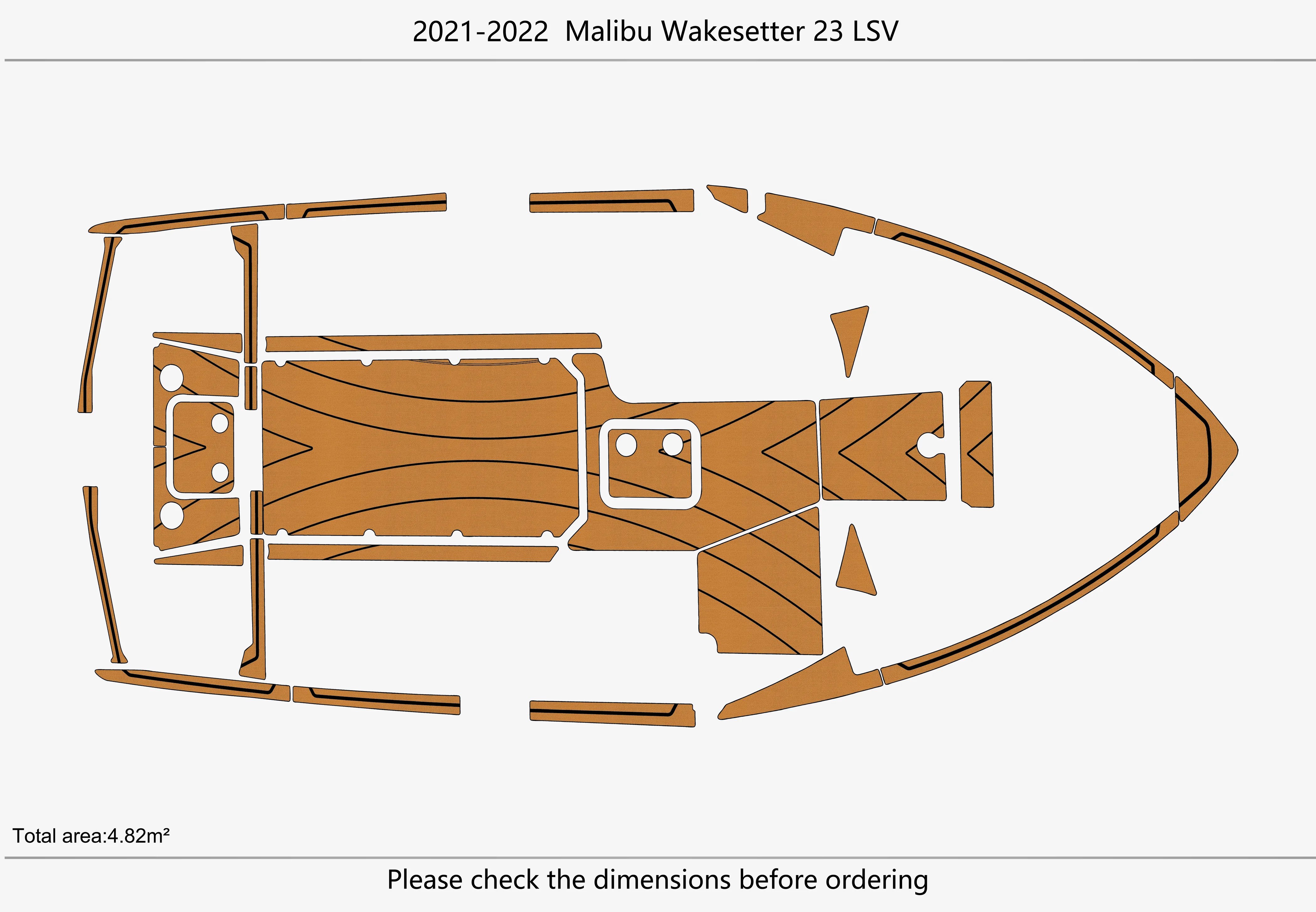 Eva foam Fuax teak seadek marine floor For 2021-2022 Malibu 23 lsv Wakesetter Cockpit Swim platform bow 1/4