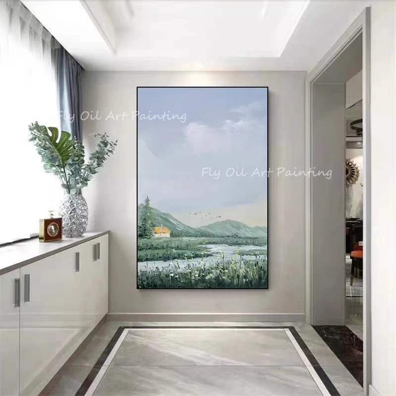 

Simple nordic beautiful scenery landscape Large Size 100% Handpainted modern pure oil painting for home decoration