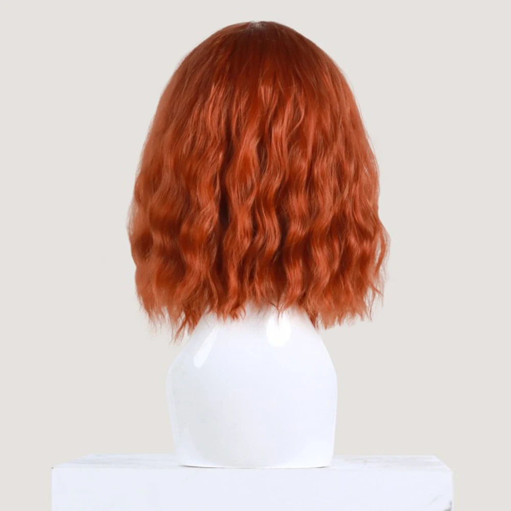 Copper Red Synthetic Lace Front Wig Shoulder Length Natural Wave Lace Frontal Wig Heat Resistant 10% Human Hair Mixed