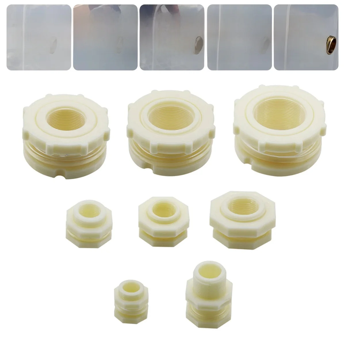 Connecteur de tour d'eau en plastique ABS à filetage mâle, 1/2 ", 3/4", 1/2 ", 1", 3/4 ", 1.2", 2 "filetage femelle, poisson précieux, raccord de tuyau de vidange, 1PC, 1.5