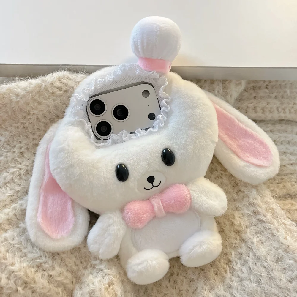 

Cute plush doll white rabbit phone case, suitable for iPhone14/15/16/17ProMax,Fundans17pro Korean INS shockproof protective case