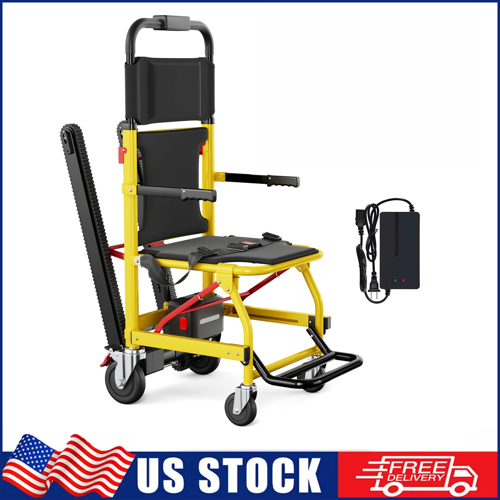 

Electric Stair Climbing Chair Foldable Emergency Stair Lift Wheelchair Battery Operated Elderly Disabled Max 440 lbs Load 120W