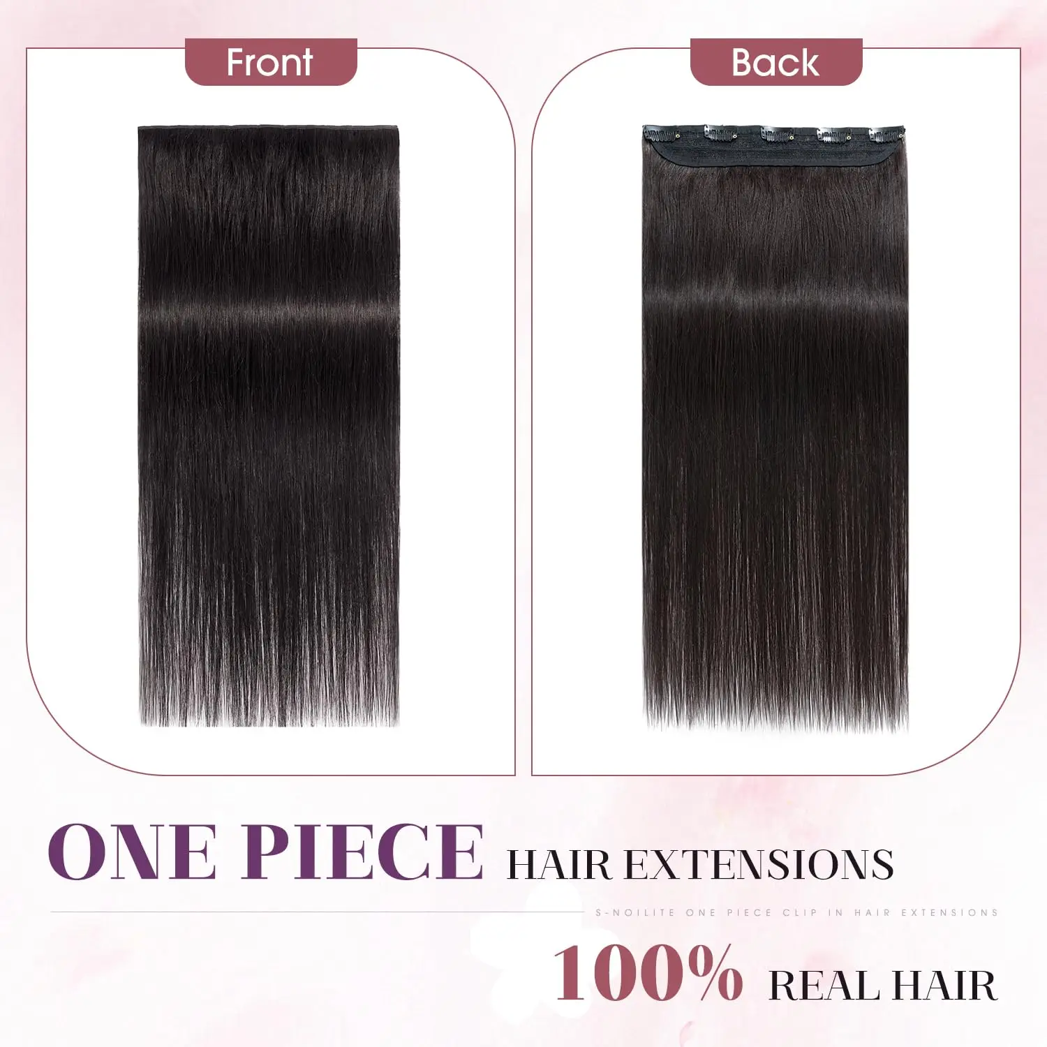 Clip In Human Hair Extensions 1 Piece 5 Clips 3/4 Full Head Clip On Remy Hair Extension Natural Color One-Piece Clip Ins