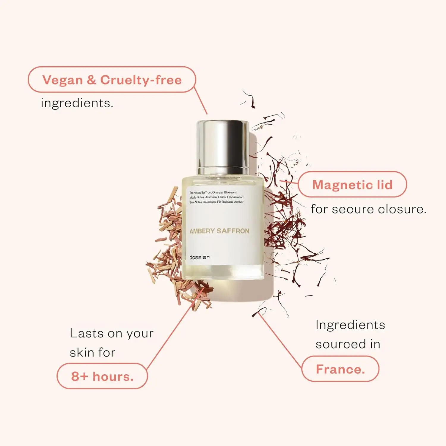 ドシエ - アンバリー サフラン 1.7液量オンス (50ml) - オードパルファム - バーガンディー・アカレット ルージュ 540 インスパイア - ヴィーガン、ユニセックス パフュームスプレー