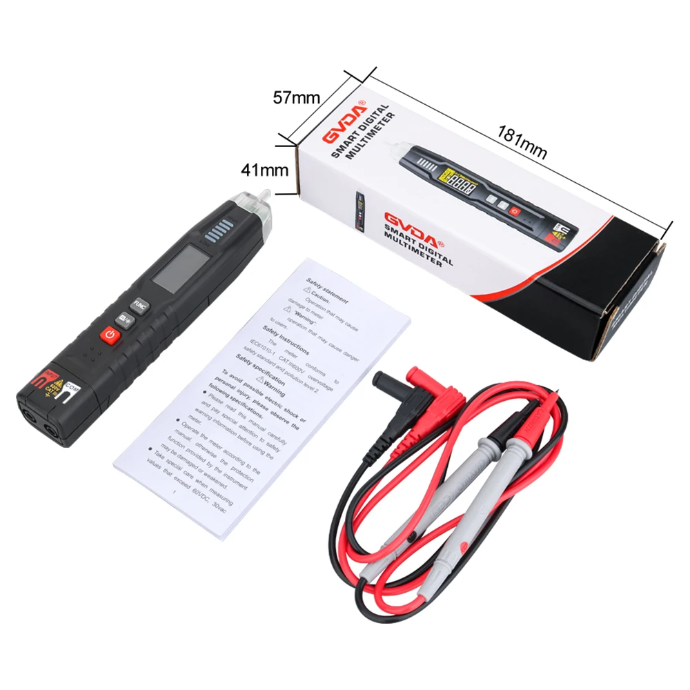 GVDA Pen Type Digital Multimeter True RMS Smart AC DC Voltage Resistance Capacitance Frequency Tester 4000 Counts Multitester