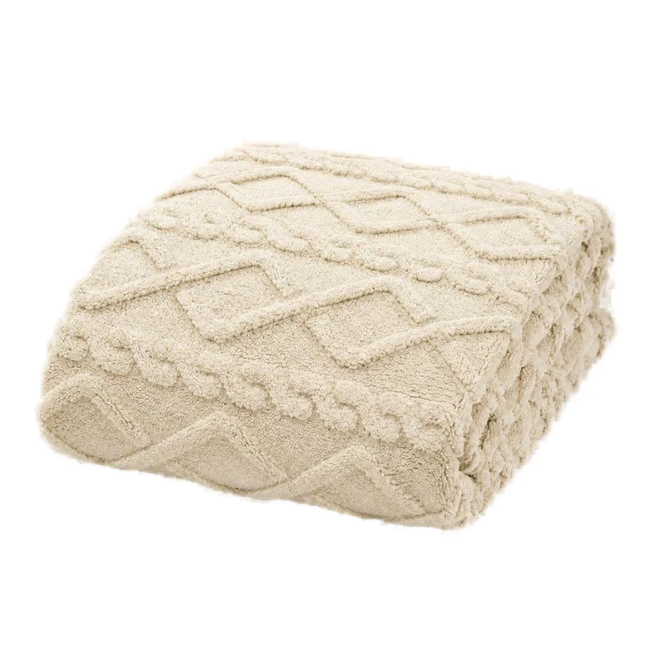 Cable Knit Throw Blanket Soft Textured Large 150x200cm