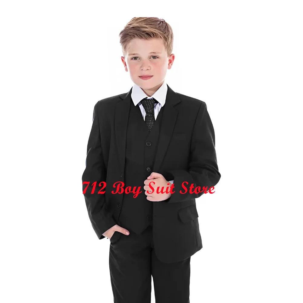 Formal Boys Suit Wedding Tuxedo 3 Piece Jacket Pants Vest Set Fashion Kids Clothes Slim Fit Children's Blazer