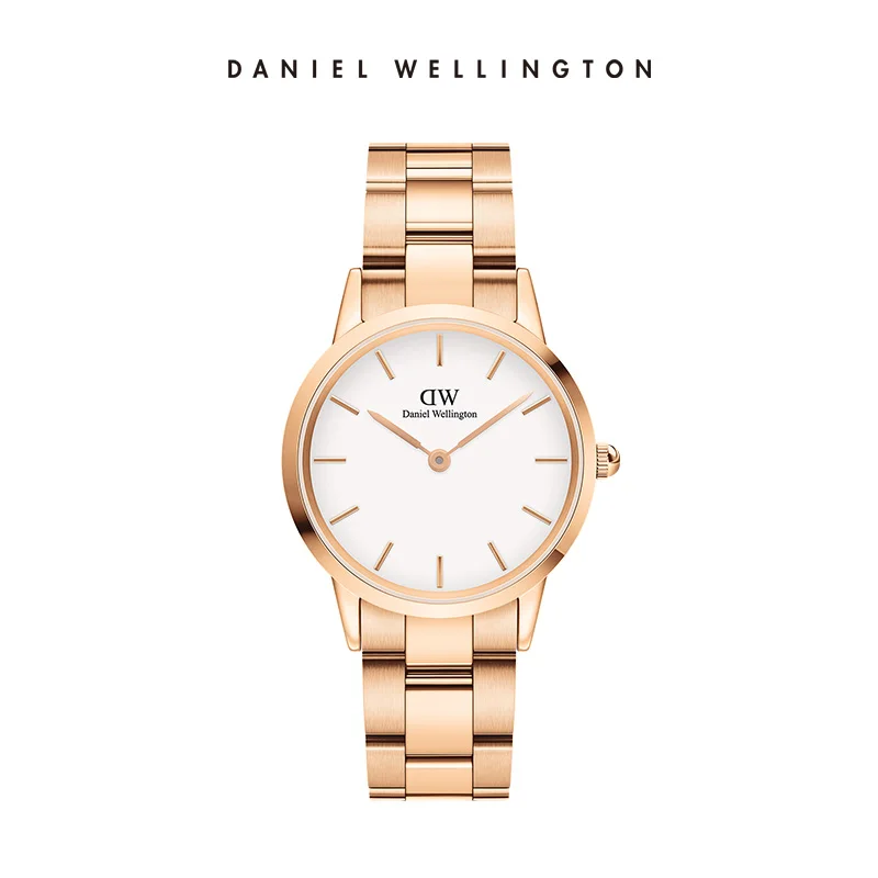 

Daniel Wellington Luxury Watch for Women Iconic Link 32mm Rose Gold Stainless Steel Ladies Quartz Wristwatch White Black Dial