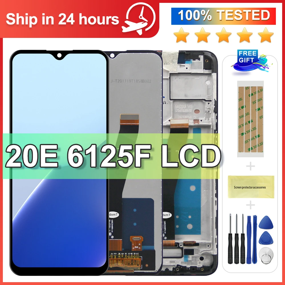 100% TEST For TCL 20E LCD Touch Display Screen Digitizer With Frame Assembly For TCL 20 E 6125F, 6125D, 6125H Display Replace