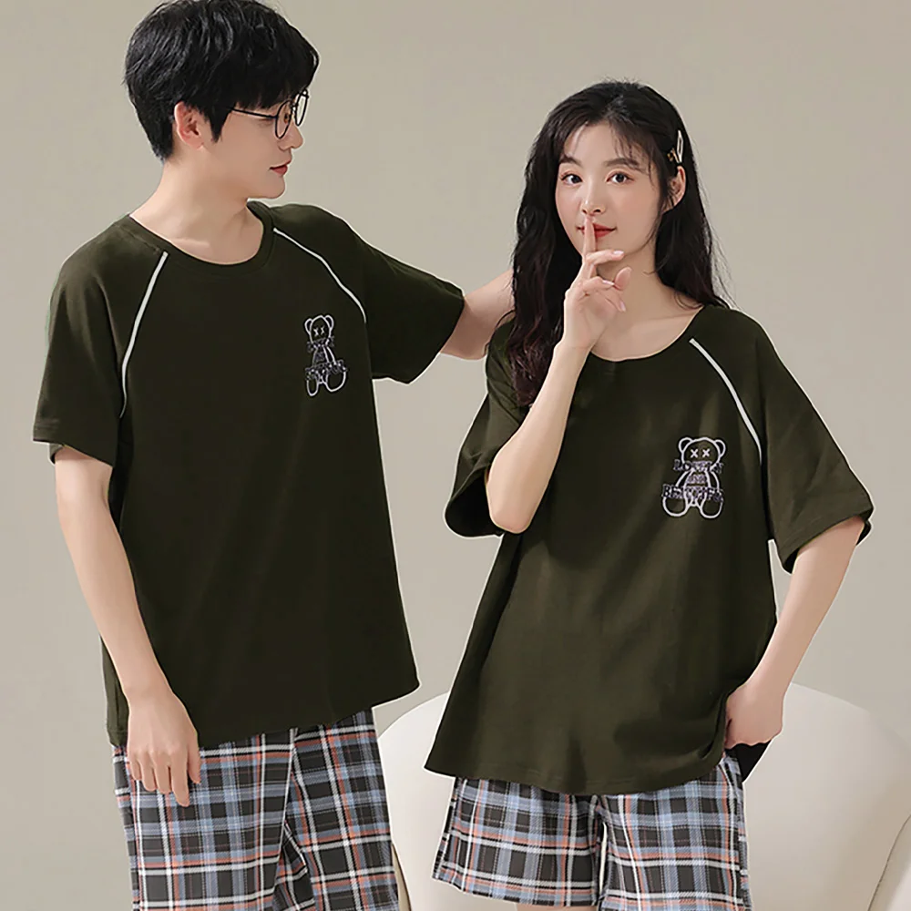 AONE Couple Lovely Bear Short Sleeve Pajamas, Pajama Set, Couple Pajamas, Pajama, Homewear