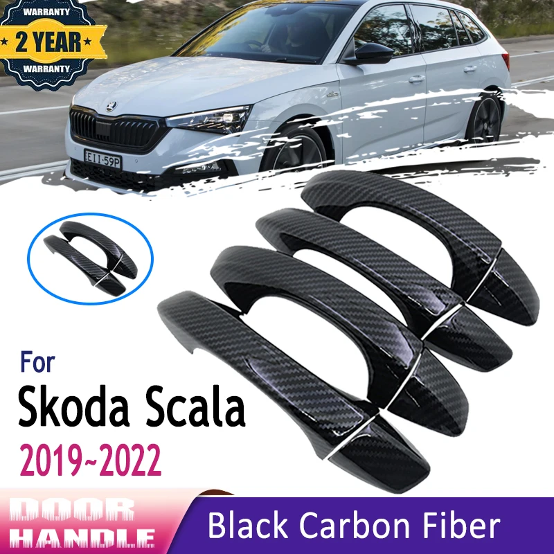 

8 шт. для Skoda Scala 2022 аксессуары 2019 2020 2021 черное углеродное волокно внешняя крышка дверной ручки автомобиля автомобильные аксессуары наклейки