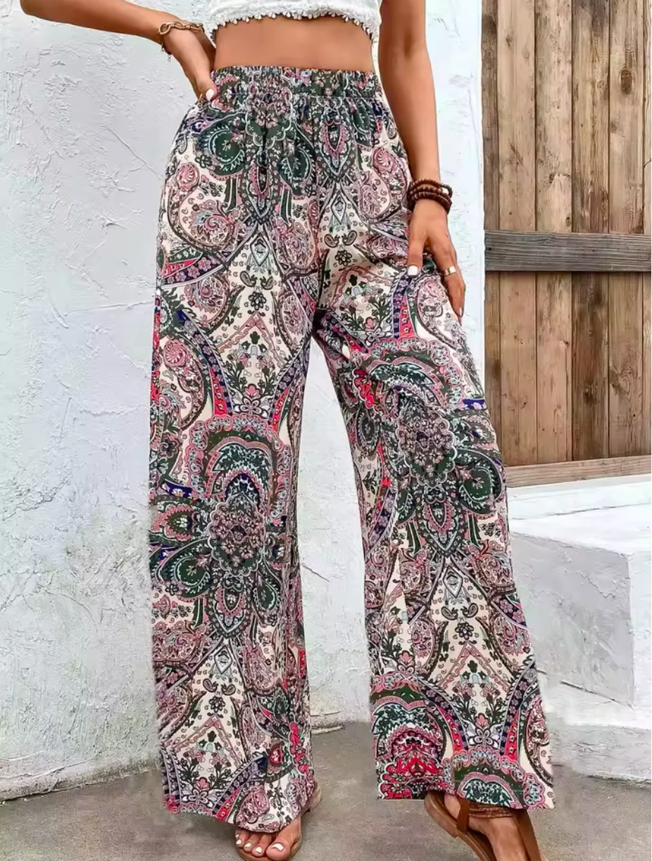 بنطلون نسائي بوهيمي واسع الساق - مراجعة Palazzo Pant Wide وسعره