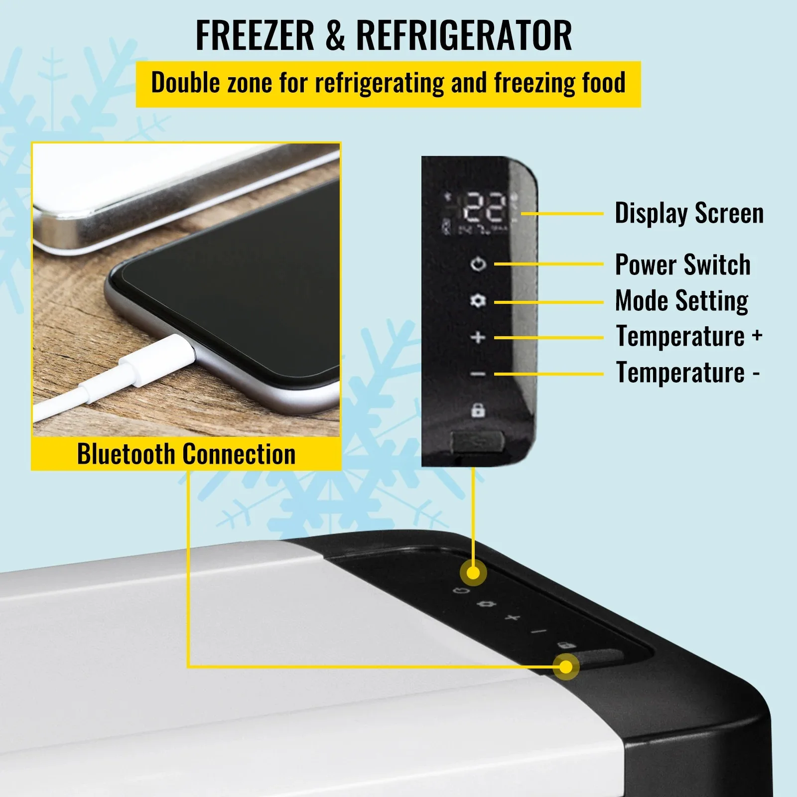 VEVOR 25L Car Refrigerator Mini Fridge Freezer Portable Compressor Cooler 12/24V DC 110-240V Ice Box for Driving Camping Picnic