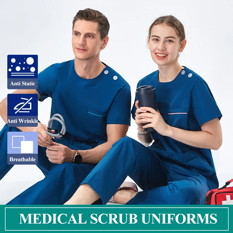 

Sanitary Medical Uniforms Nursing Scrubs for Women and Men Basic Pro Heather Clinical Aesthetic Doctor Nurse Outfit Workwear 106