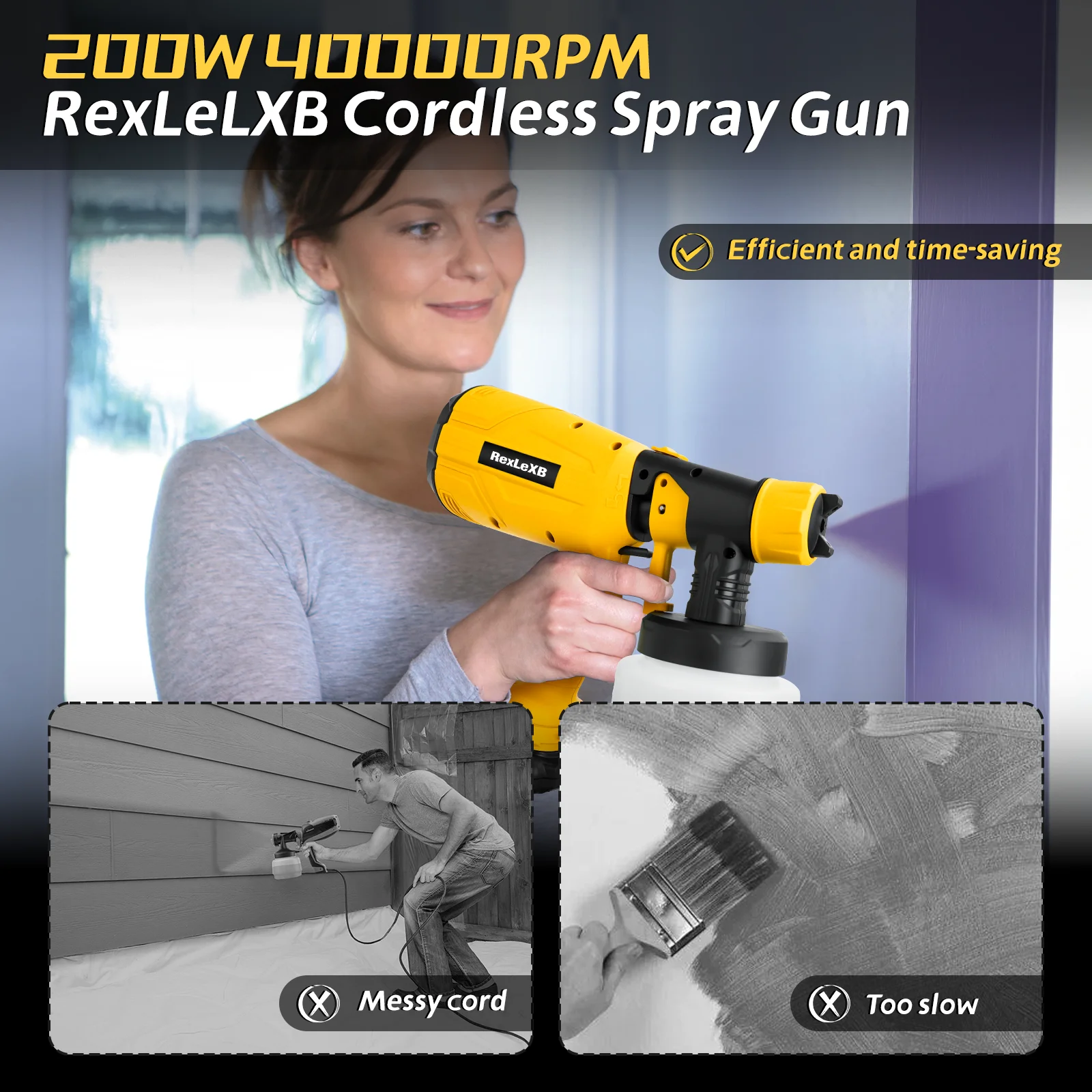 800 мл беспроводной электрический пистолет-распылитель для Dewalt 20 В, мощный распылитель краски для дома, мебели, шкафов, забора, покраски