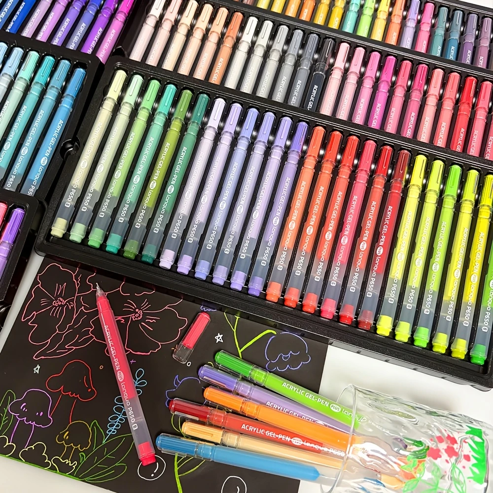 LANGUO 90 Colors Acrylic Gel Pen 1.0mm Large Capacity Student Writing Pen Painting Drawing Office School Supplies Stationery