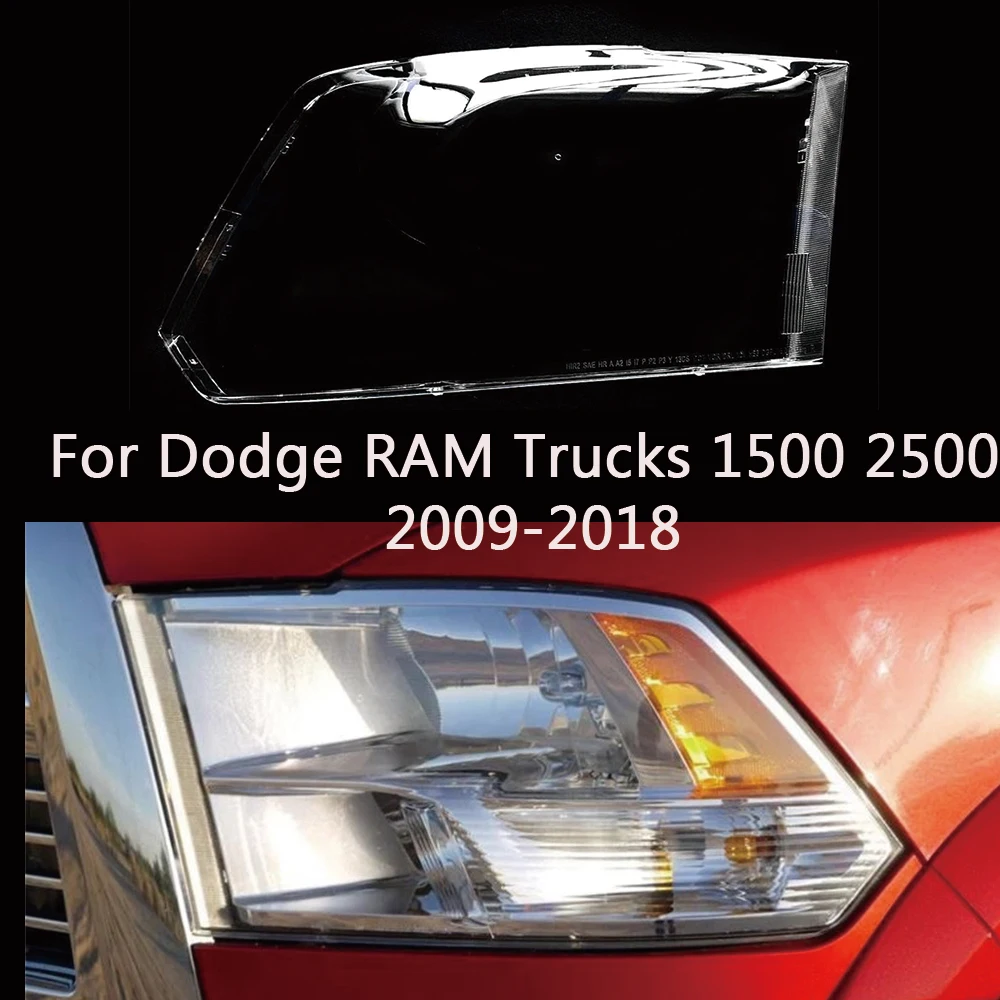 For Dodge RAM Trucks 1500 2500 2009-2018 Headlamp Transparent Mask Cover Headlight Shell Plexiglass Replace Original Lens