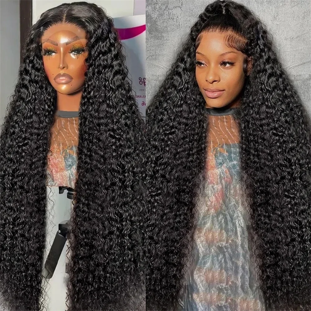 

13x6 Deep Wave HD Transparent Lace Frontal Human Hair Wig 200 Density 30 34 38 Inch Deep Curly Wig 13x4 Lace Front Wig For Wome