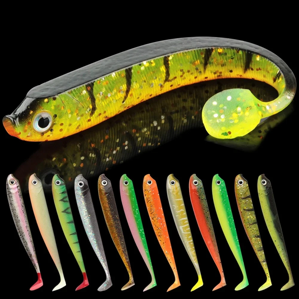 Spinpoler Weicher Angelköder 7,5 cm 9,5 cm 12,5 cm Shad Swimbait T-Schwanz Gummi Fake Fish Wobbler Bass Hecht Köder Aritificial Silikon