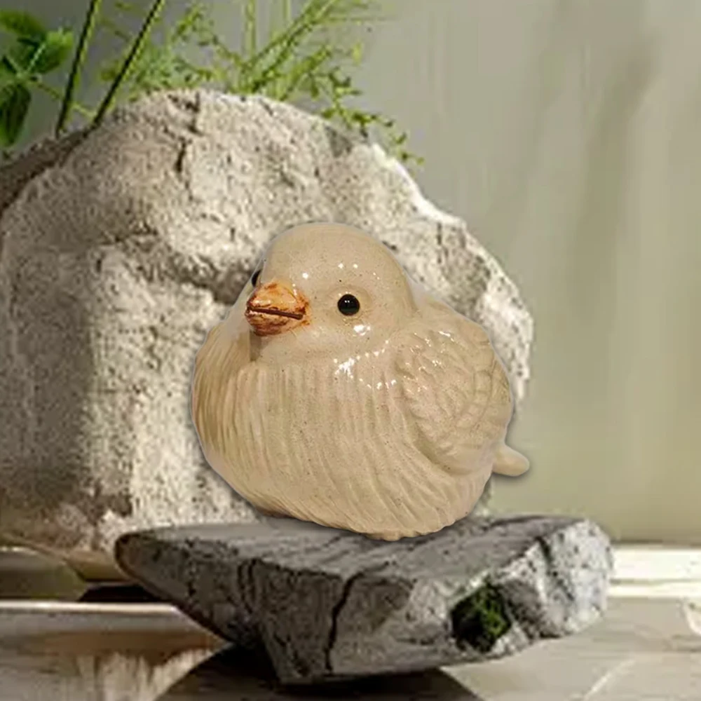 Mini Lucky Sparrow Glass Tea Pet Cute Wealth Attracting Table Decoration Tea Table Top Adorable Kung Fu Tea Set Gift