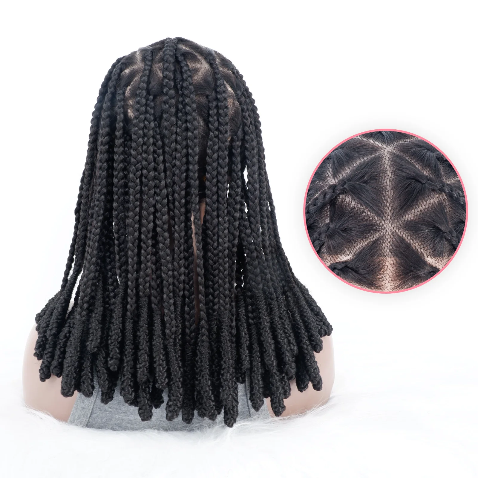 Perruques tressées torsadées de 15 pouces, perruques synthétiques Full Lace tressées, perruques tressées en boîte sans nœuds avec cheveux de bébé pour femmes noires