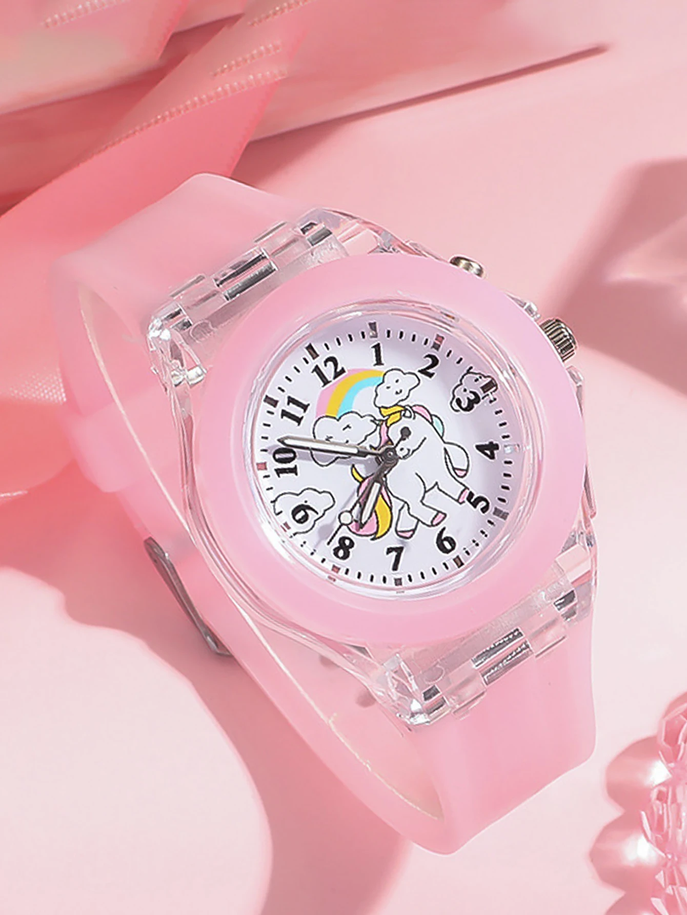 Fashionable Cute Children's Glowing Quartz Watch with Horse Pendant Bracelet Unicorn Design Gift