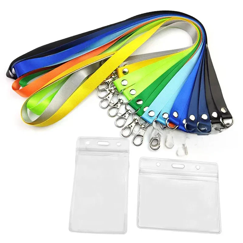 Lanière de cou suspendue de sécurité pour étui à cartes, porte-Badge avec nom d'identification, pour homme et femme, fermoir Anti-perte, corde, porte-clés, anneau métallique