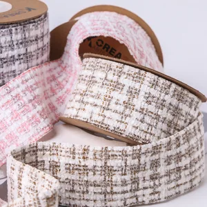 25 mm 40 mm Watte Wolle Wolle Stoff Tweed DIY Tape machen Bowknots Kinder Haarzubehör Material aus Nähkette hergestellt 12 Hauptverkauf Tweed Ribbon - №8