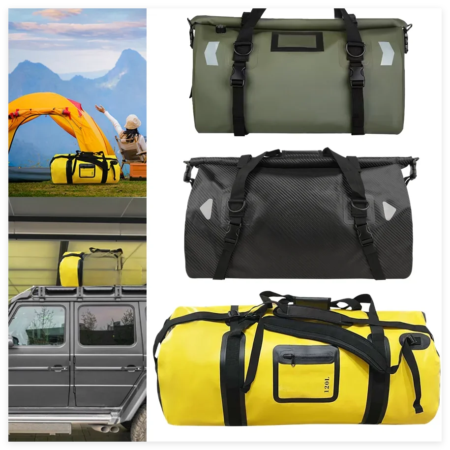 AliExpress SOYAVISION Waterproof Car Bicycle Motorcycle Tail Bag 20L 100L 120L  PVC Saddle Dry Luggage Outdoor Camping Rowing Travel Compression Bag