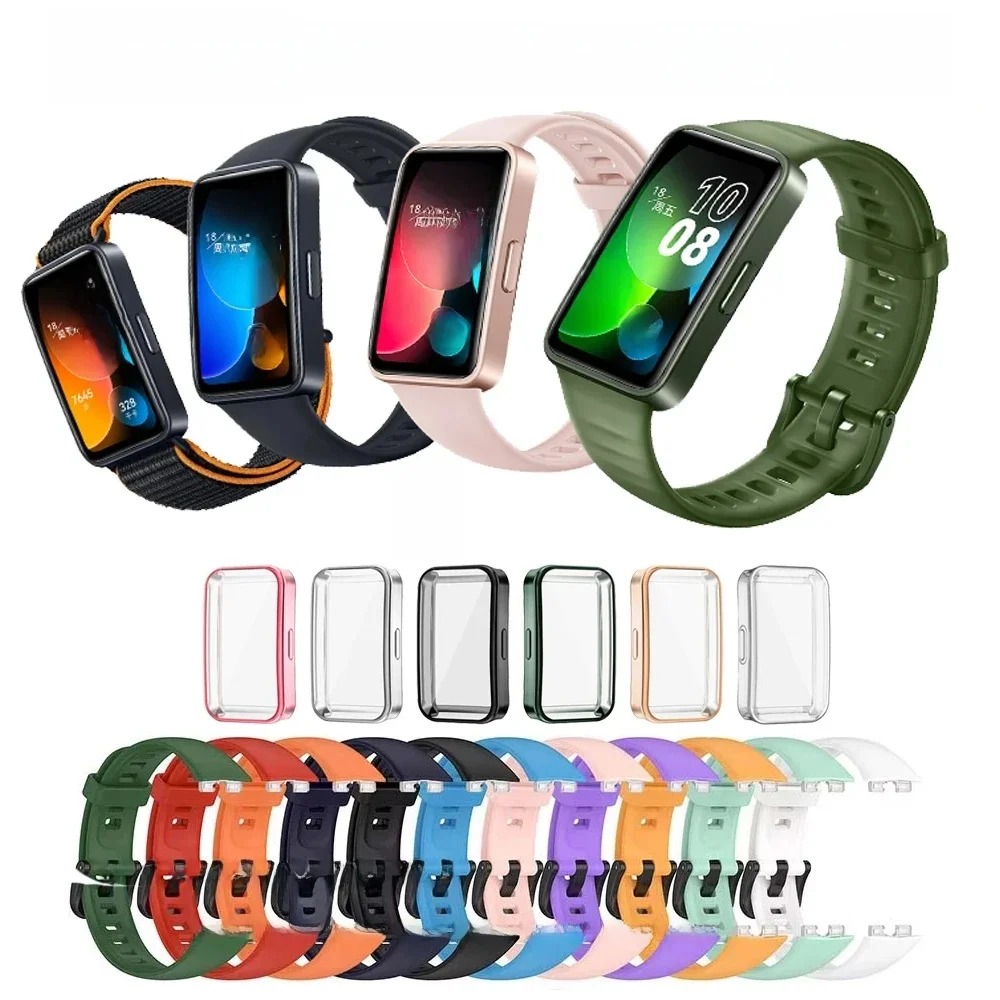 Bracelet en Silicone pour Huawei Band 9, accessoires de remplacement pour Huawei Band 8, étui de protection d'écran