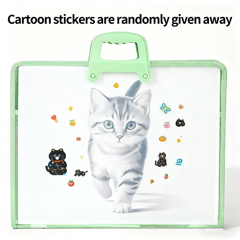 HUAJIE A3 문서 가방 PP 파일 폴더 대용량 투명 브로셔 보관 가방 손잡이 포함 사무실 학교 용품