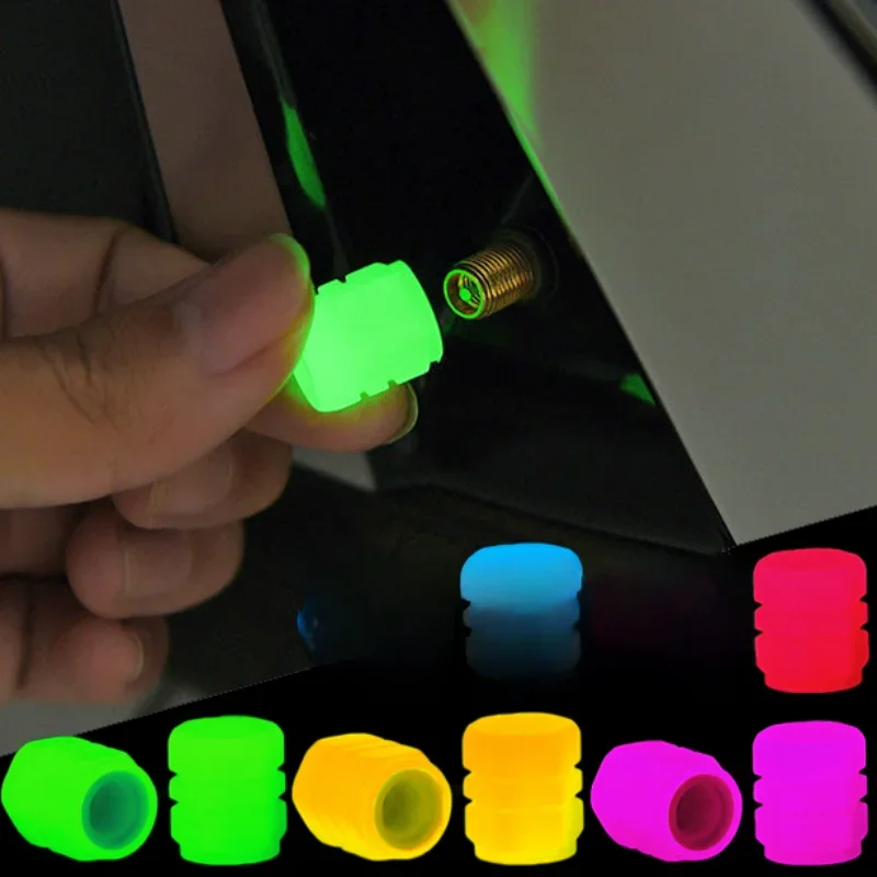 Uniwersalne fluorescencyjne nakładki na zawory opon samochodowych, ręcznie robione nakładki na trzpienie Rhinestone, podświetlane dysze zaworów, akcesoria samochodowe, 4 szt. — zdjęcie 2
