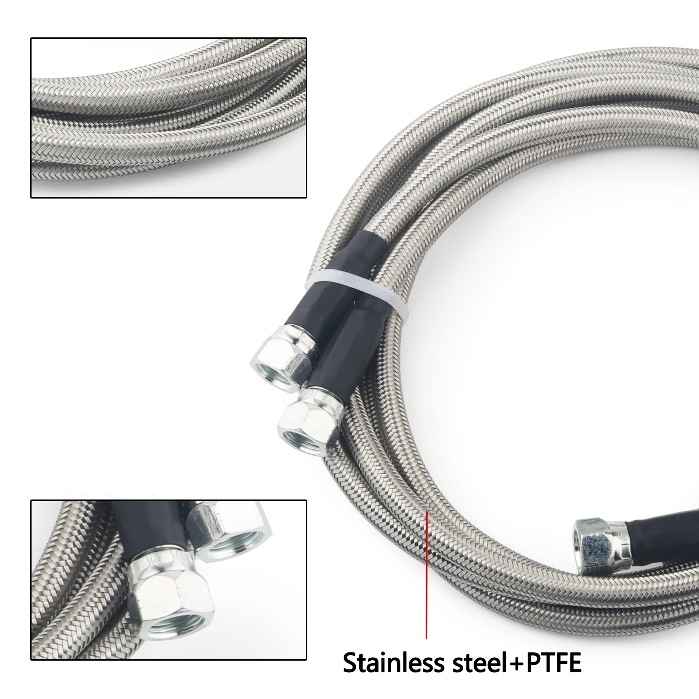 6AN 70" Stainless Steel Braided PTFE Hose Transmission Fluid Oil Cooler Hose Line kit for GM Chevy Transmission 4L80E 4L60E view 3