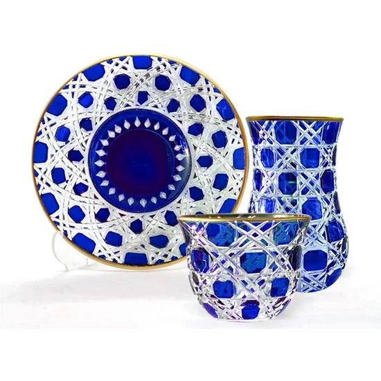 

Toygar Damla Efe Tea Set 6+6 Straw Blue