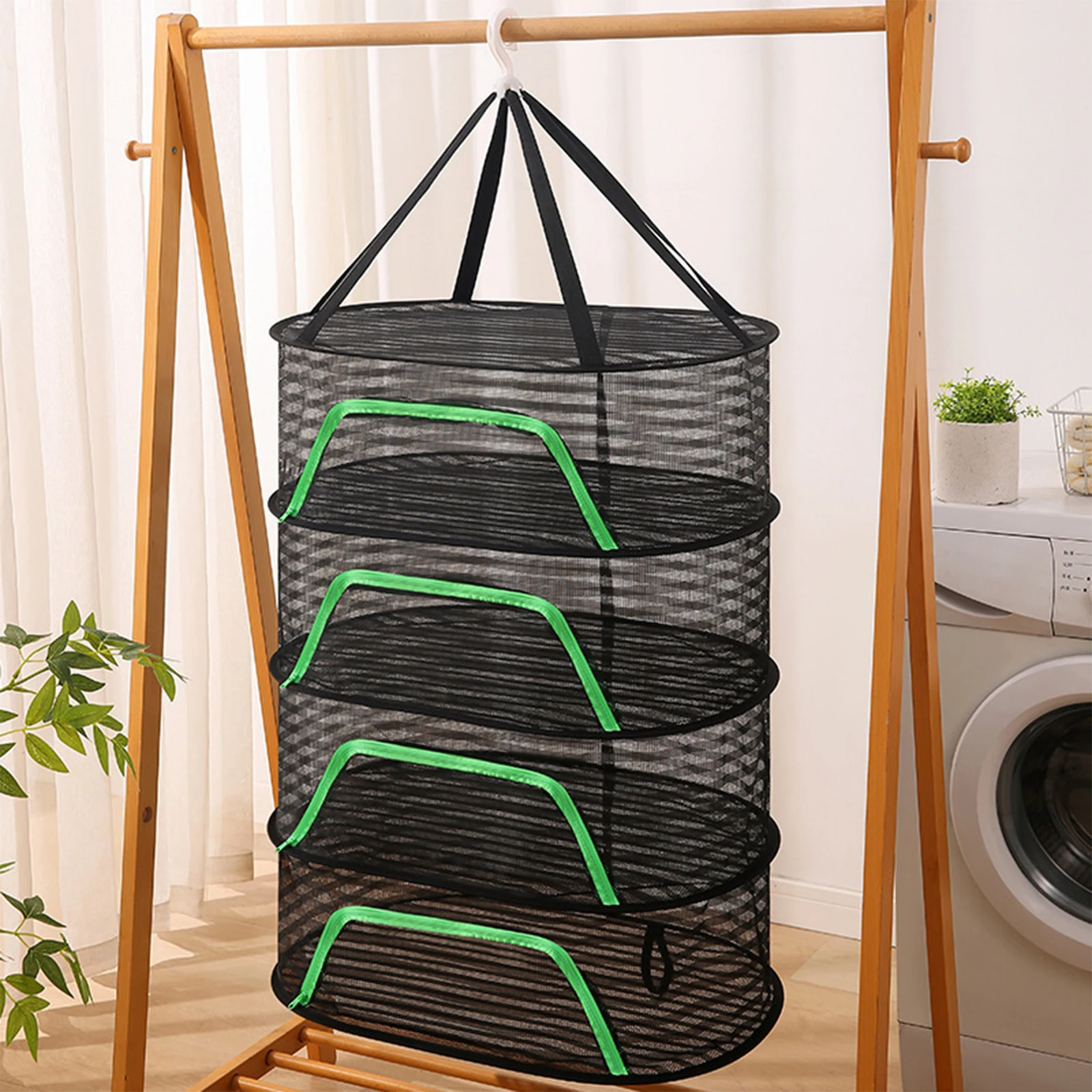 Garden Folding Drying Net Fish Drying Net Large Capacity with Hanging Hook Easy Carrying for Tea Fruits Dried Fish Tableware