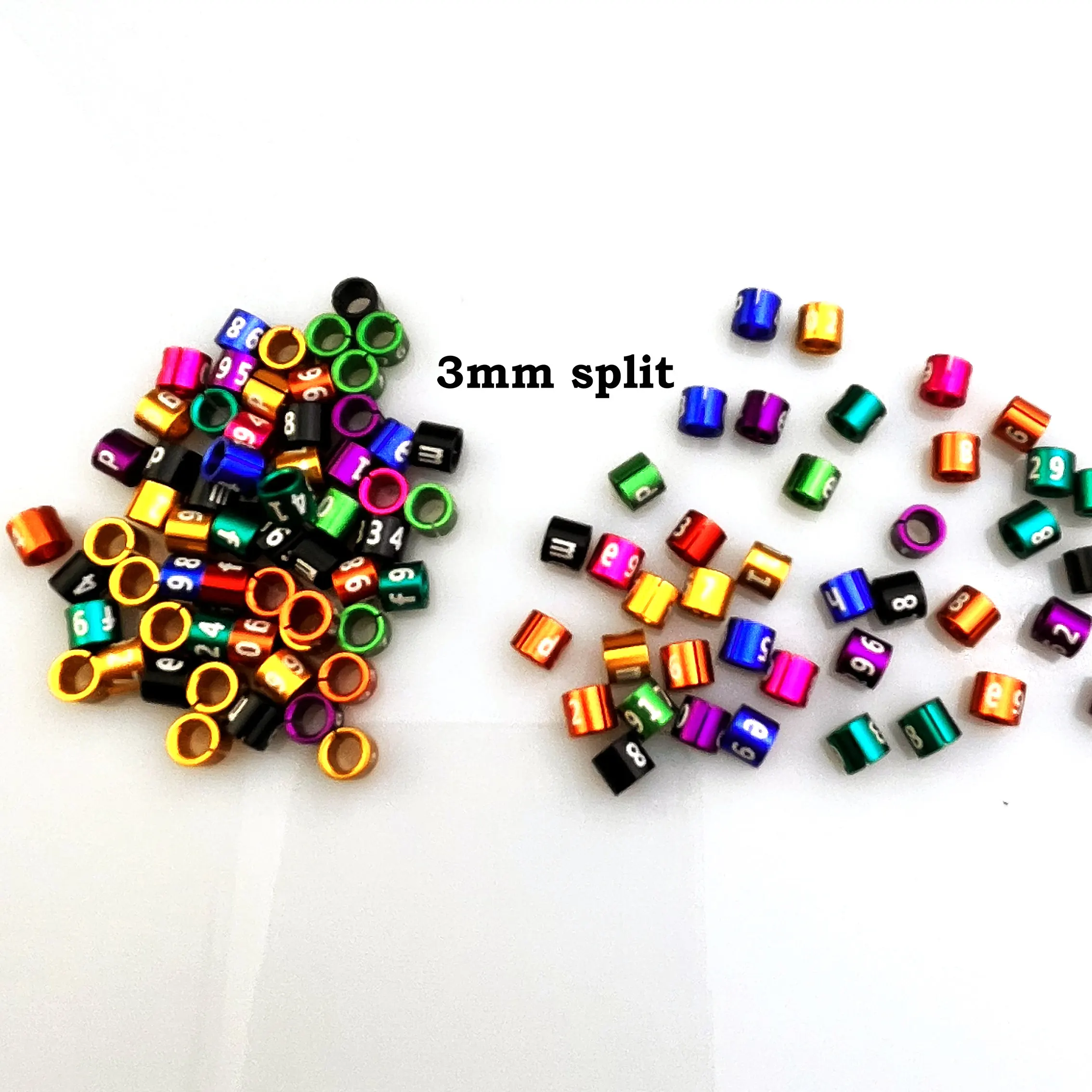 Split Bird Leg Bands, 3mm Canary Rings, Non-Custom, Random-Character, Color-Mixture, Aluminium, 25Pcs Lot