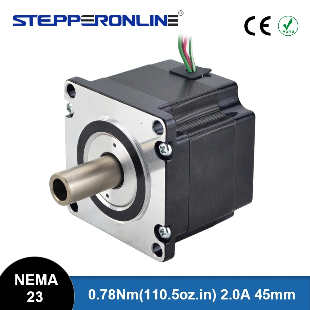 Dual Shaft Nema 23 Stepper Motor 0.78 Nm Hollow Shaft 2.0A 57x57x45mm Stepping Motor 12mm Shaft for CNC Engraving Machine