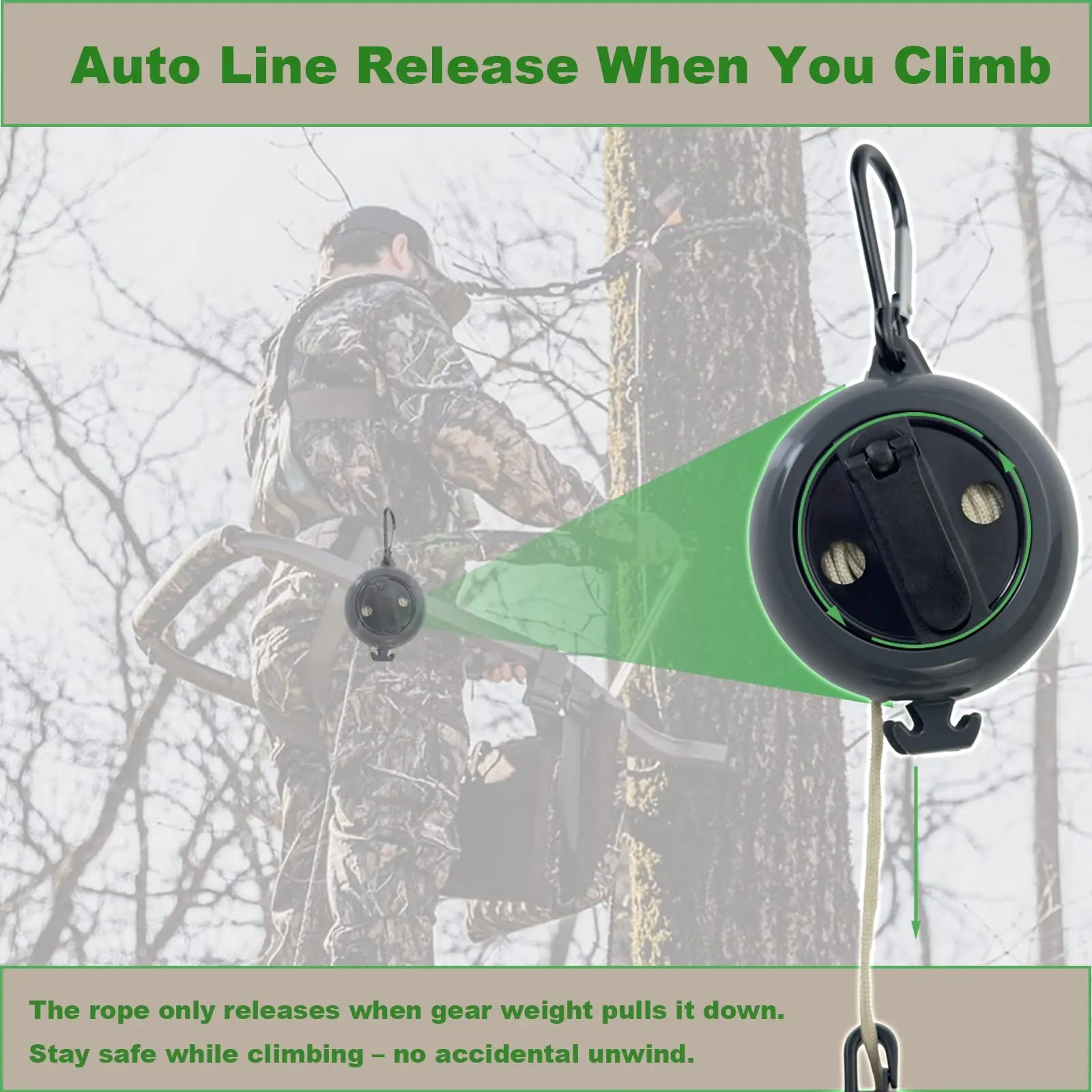 

Retractable Treestand Bow Hoist with 32.8ft Tangle-Free Rope for Bow, Crossbow,Backpack for Hunting Climbing Accessory