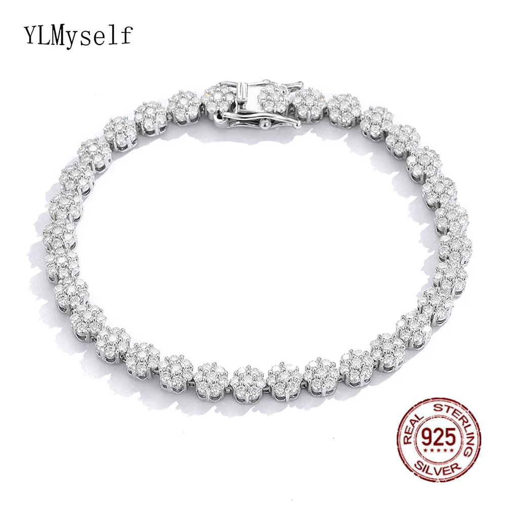 YLMyself مويسانيتي سوار للتنس 925 فضة زهر البرقوق غرامة مجوهرات الزفاف المشاركة هدية للنساء #1