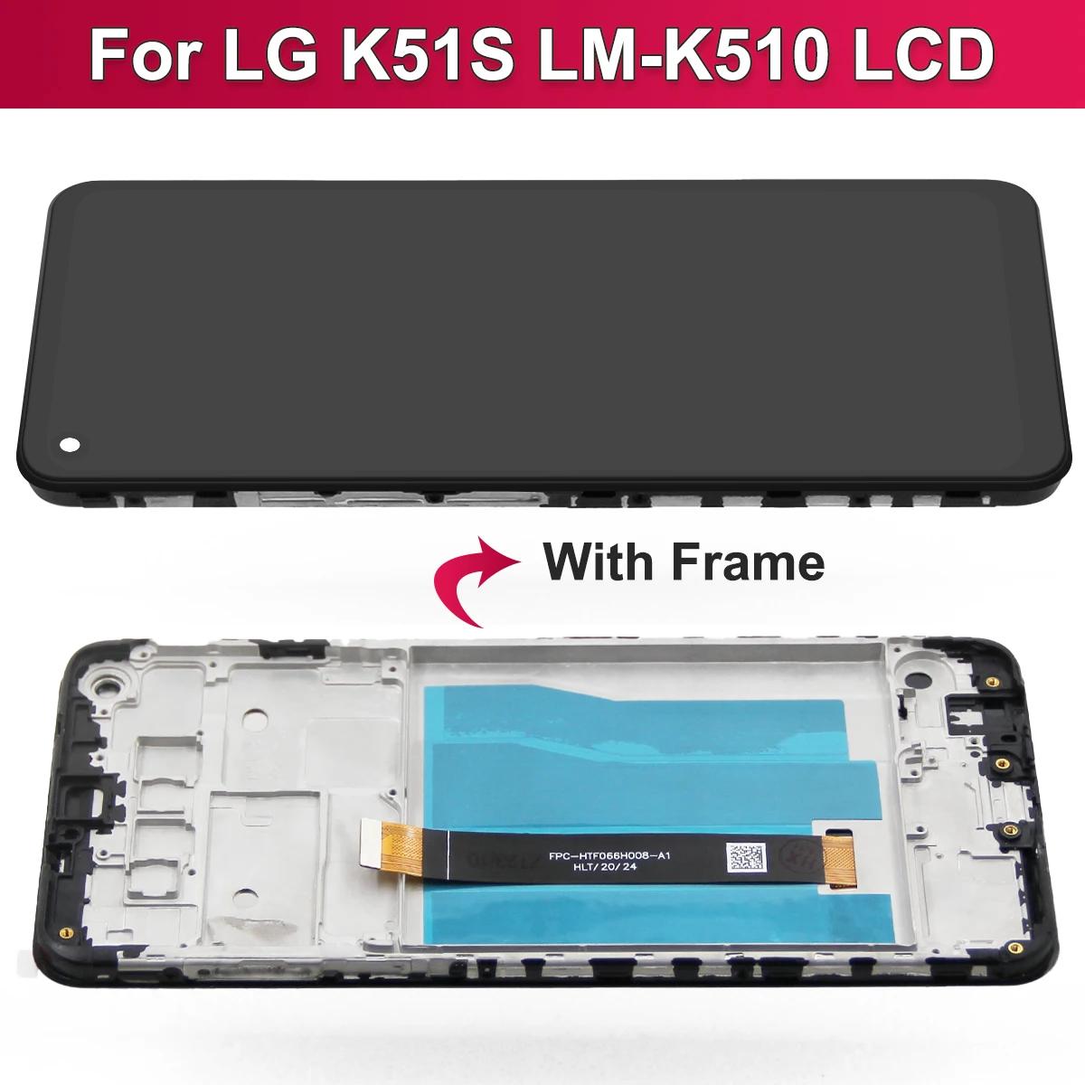 6.55\'\' High Quality For LG K51S Display Touch Screen Assembly Digitizer For LG K51S LCD LMK510EMW, LM-K510 Screen With Frame