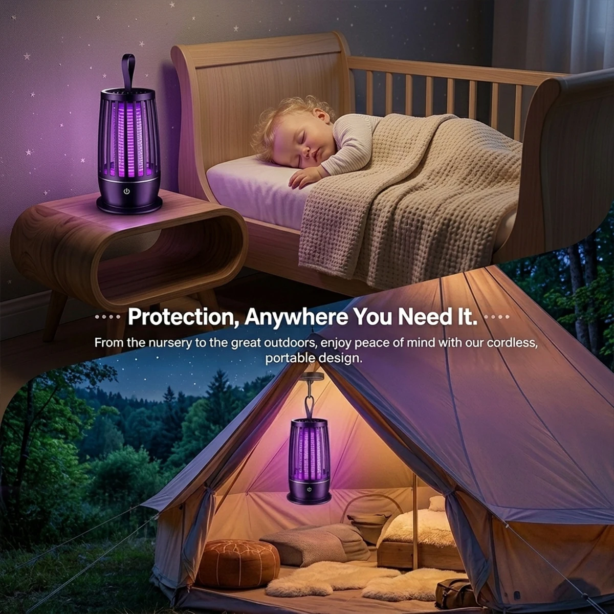 Elektrische Mückenvernichterlampe 2-in-1 UV-Mückenvernichter Leise Nachtlicht Steck-/USB-Aufladbare Outdoor-Mückenvernichterlampe – Detail 6