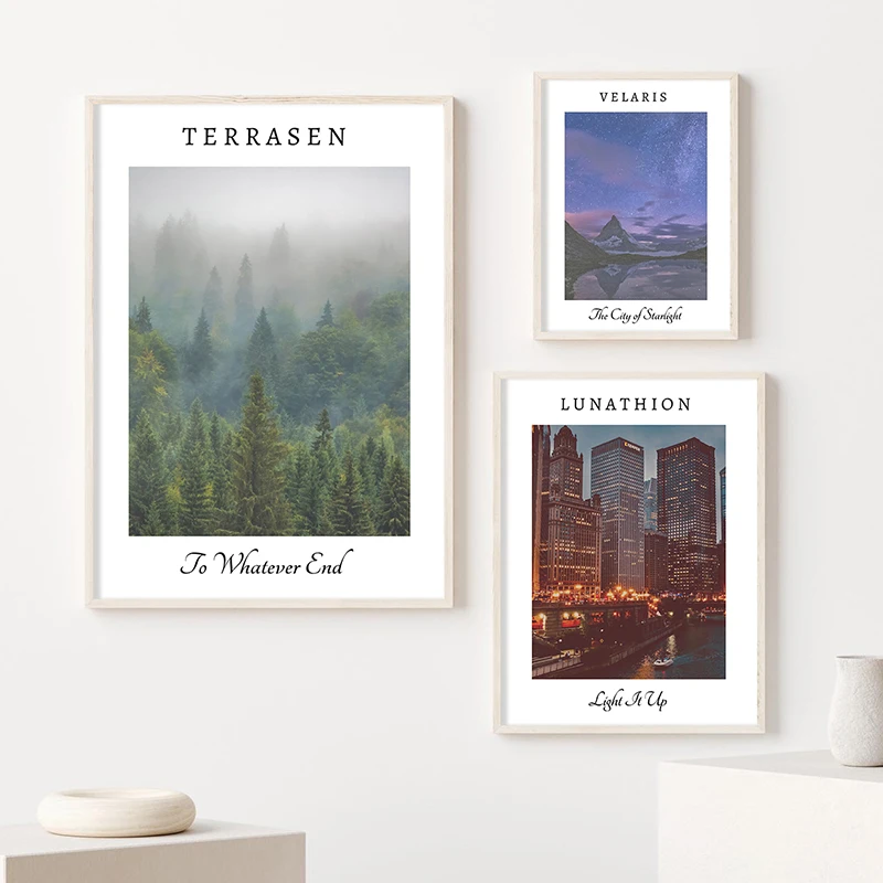 Sarah J Maas Wall Art Print ACOTAR Poster Crescent City Landscape Canvas Painting Throne of Glass Wall Pictures Home Room Decor