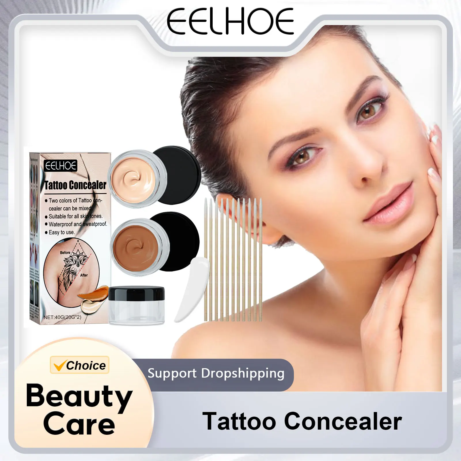 

EELHOE Tattoo Concealer Waterproof Cover up Body Foundation Cream Birthmark Cover Scar Tattoo Double Colo Tattoo Concealer Cream