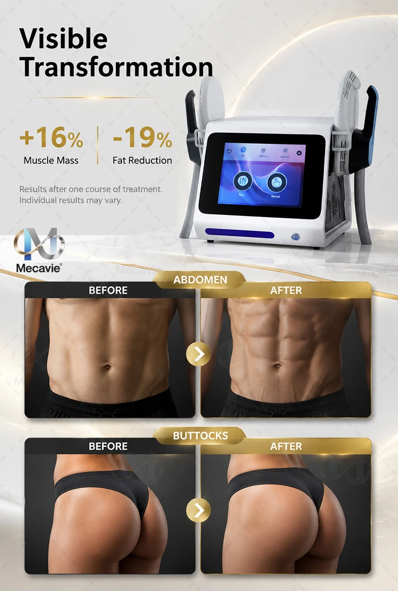 Desktop HI‑EMT EMS Body Sculpt Device 6500W Dual Handles Simultaneous Work High‑Intensity Muscle Stimulation Equipment Smart Touch Panel for Spa Clinic Body Shaping Training Device