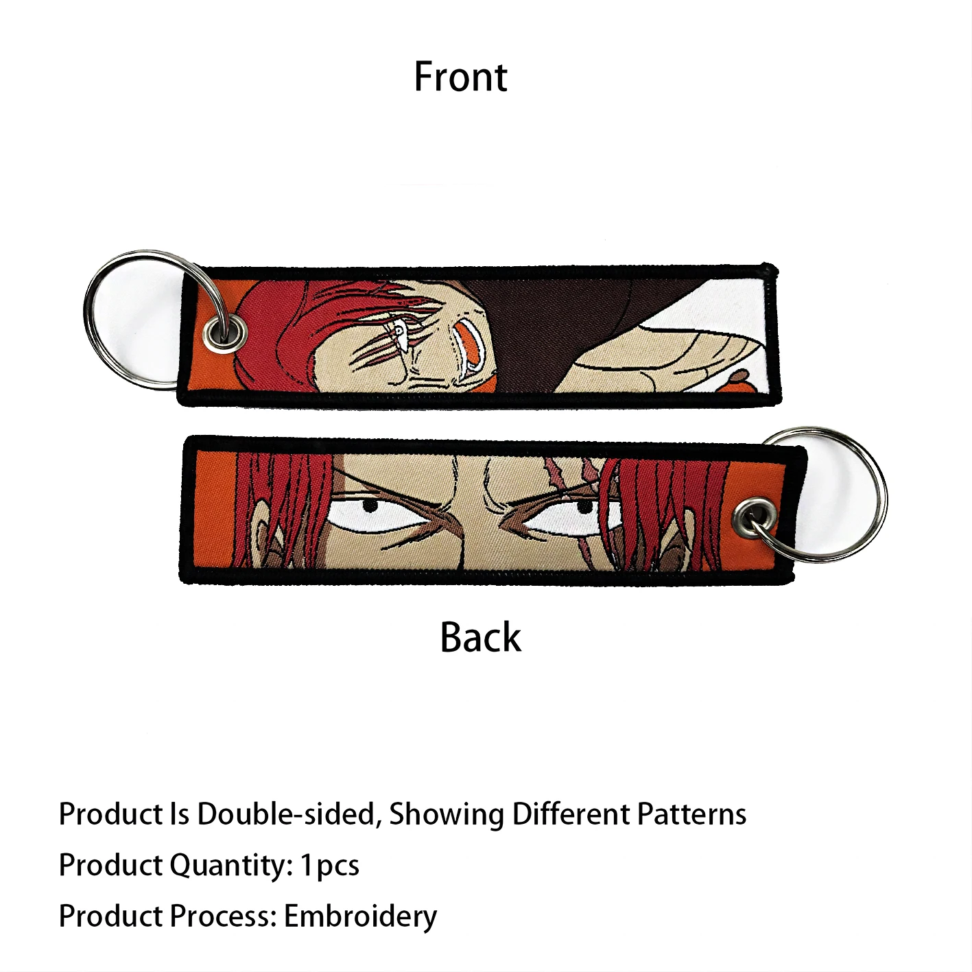 One Piece Anime Key Chains with Cute Jet Manga Embroidery Fashion Key Tag for Jewelry Accessory Key Ring Holder Gift Anime Fans