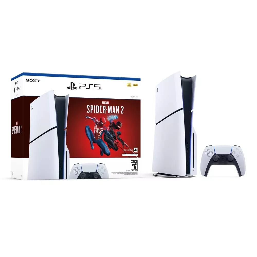 Sony PS5, PlayStation 5 Slim Console Disc Marvel's Spider Man 2 Bundle 1TB