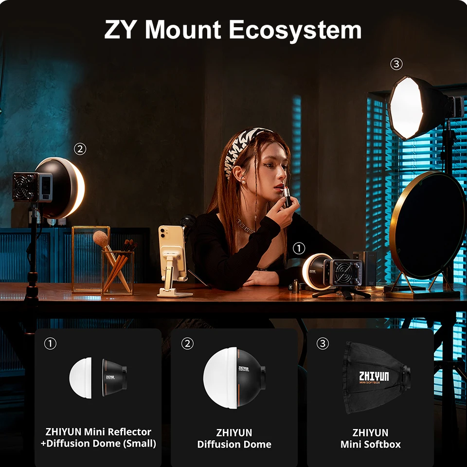 ZHIYUN MOLUS X60 X60RGB 60W COB Video Light LED Pocket Lights Portable Outdoor Fill Lamp Photography Lighting