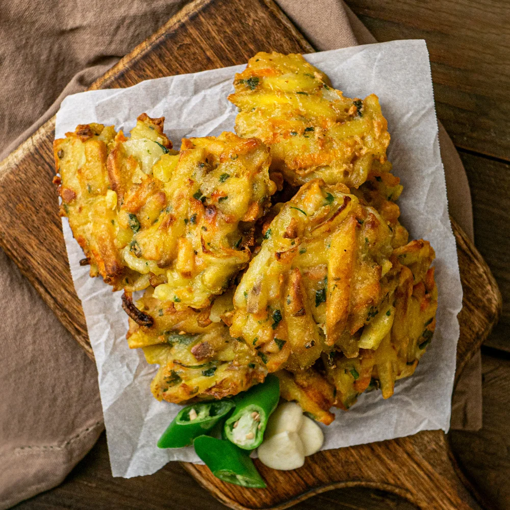 Crispy Handmade Vegetable Fritters, 1kg - Perfect for Snacks, Tteokbokki, and Air Fryers